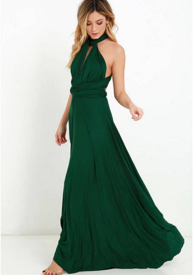 dark green boho dress