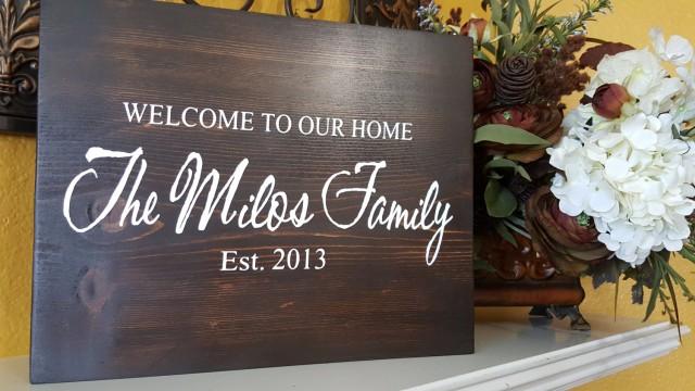 Personalized Family Last Name And Date Wood Sign Welcome To Our