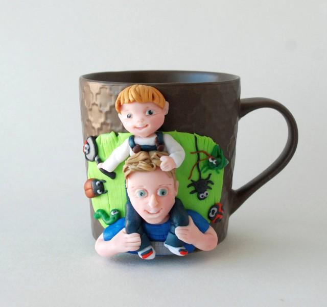 Mug For Dad Personalized Mug Custom Portrait By Photo Polymer Clay Mug 3d Unique Birthday 