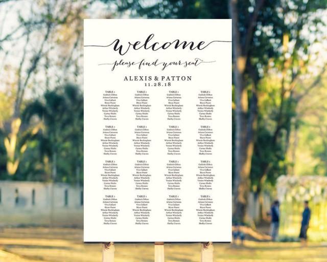Wedding Seating Chart Template In FOUR Sizes Welcome Please Find Your