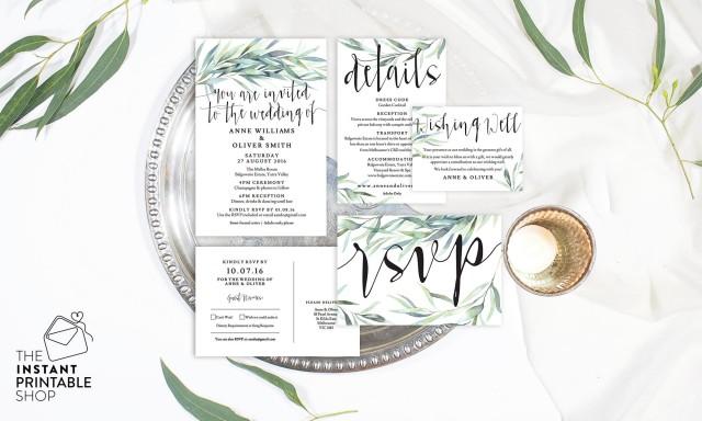 Eucalyptus Wedding Invitation Set Watercolour Wedding Invitation Template Rustic Wedding Invitation Template Outdoor Wedding Invitation 2725914 Weddbook