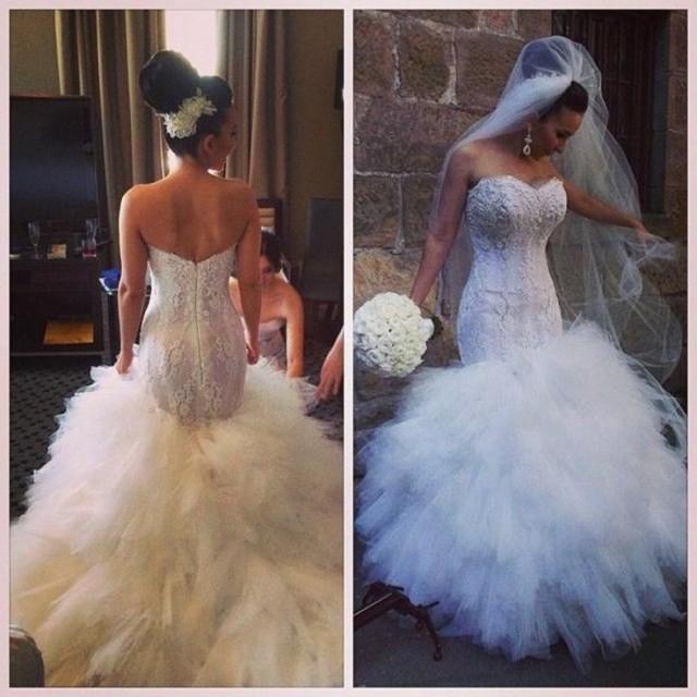 Cheap 2016 Hot Sale Sexy Mermaid Wedding Dresses Lace Up Organza