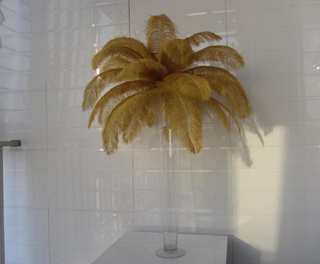 100pcs Gold Ostrich Feathers Wedding Table Centerpiece Wedding