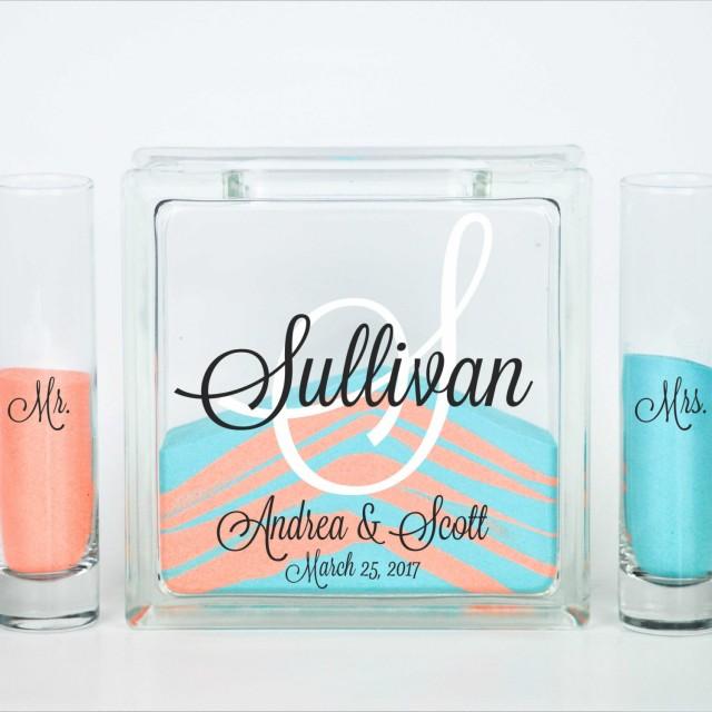 Unity Sand Set Ceremony Kit, Unity Candle Set Alternative, Monogram