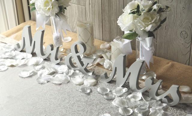 Mr Mrs Silver Glitter Wedding Sweetheart Table Letters 6