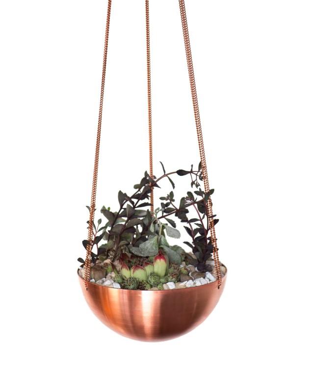 Spring Sale! Large Hanging Planter/Basket With Hand Spun Copper/ Brass
