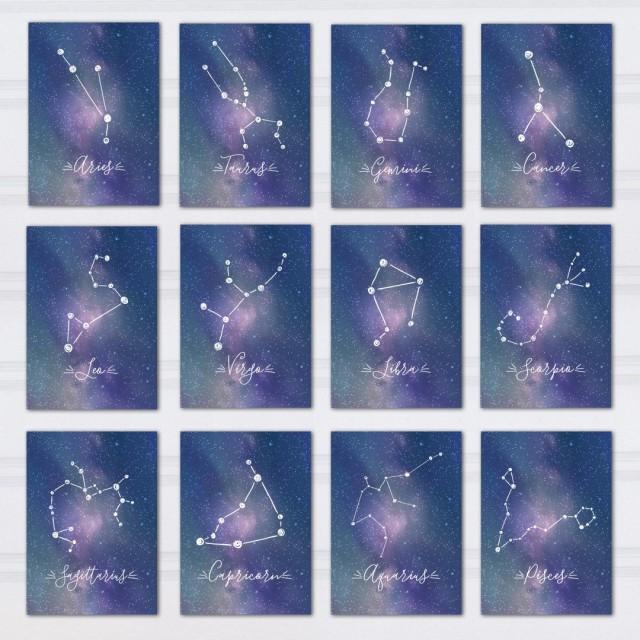 Constellation Table Numbers Printable Zodiac Wedding Decor Galaxy 