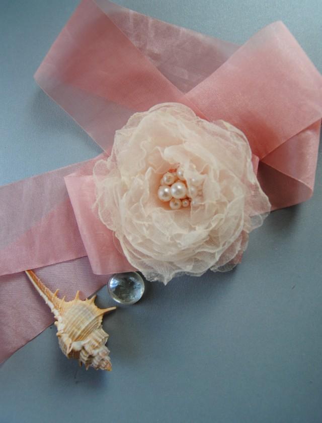 Wedding Wrist Corsage, Pink Bridal Corsage, Fabric Corsage, Bridesmaids