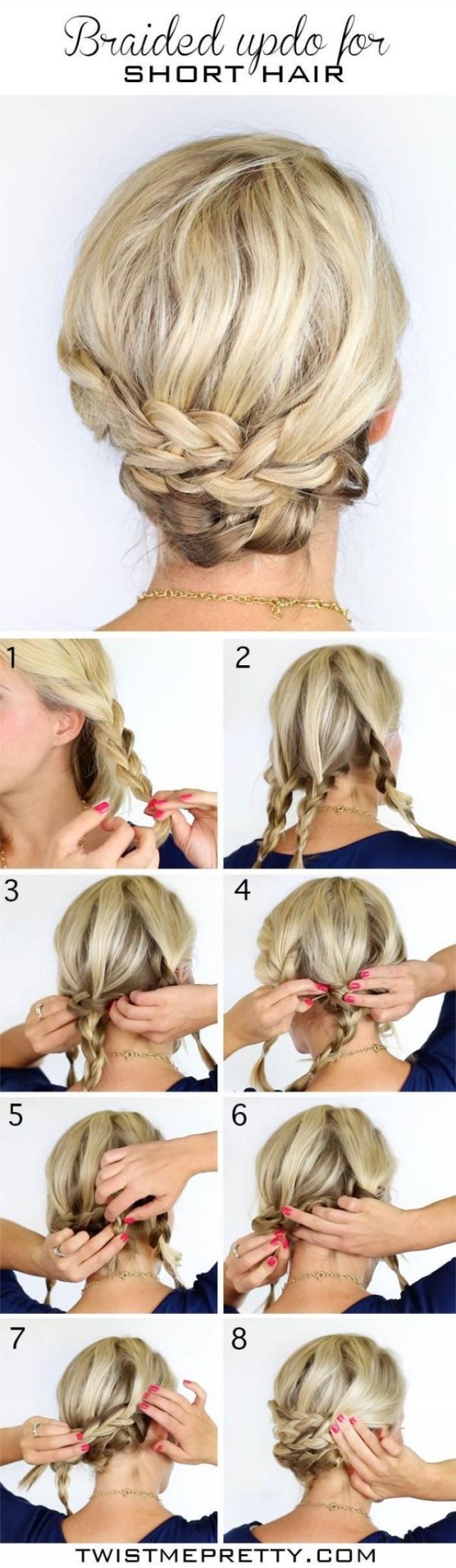 Hair Braided Updo Hairstyle For Short Hair 2736327 Weddbook