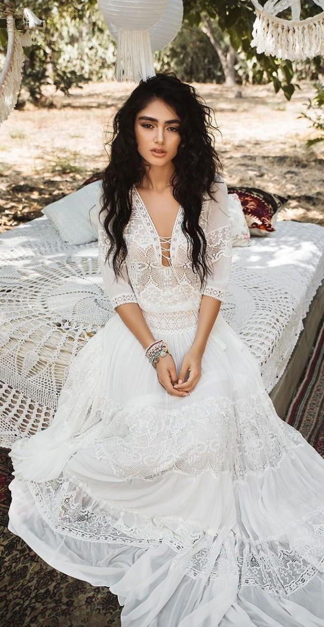 white gypsy wedding dress