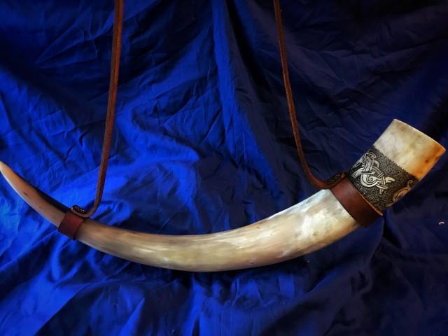 Viking Drinking Horn Hand Carved Horn Rim Norse Viking Horn Beer Horn