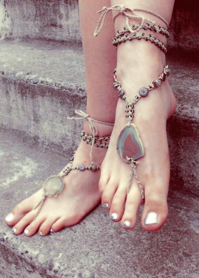 Rustic Gypsy Barefoot Sandals Bohemian Macrame Jewelry Micromacrame