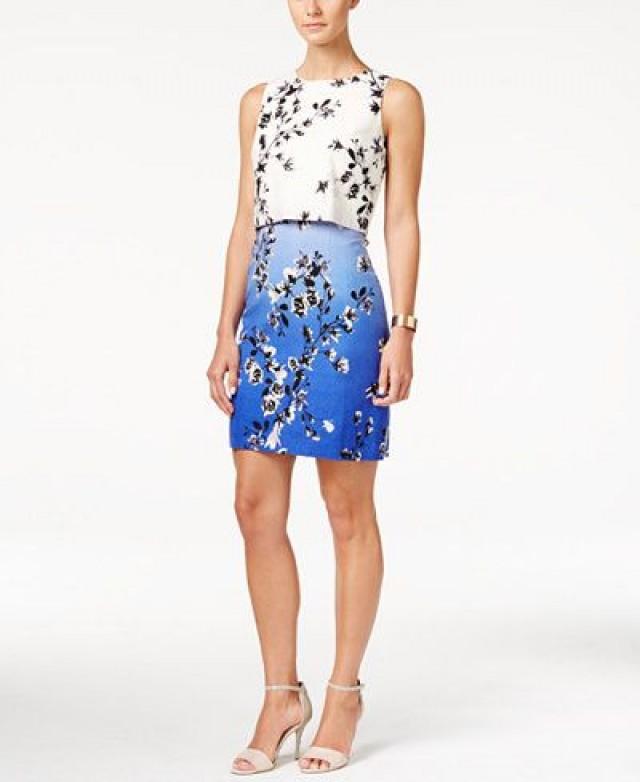 Ivanka Trump Sleeveless Floral-Print Popover Dress - Ivanka Trump ...