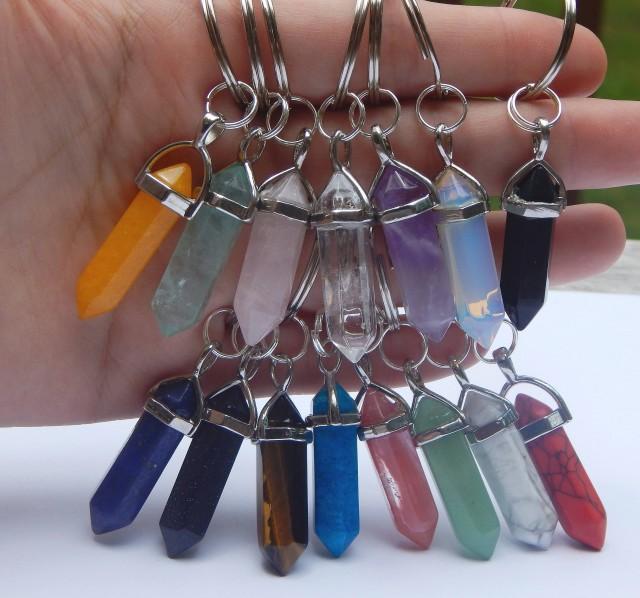 Crystal Keychain, Crystal Pendant Keychain, Crystal Pendant, Quartz Crystal, Quartz Keychain