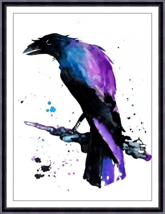 Crow Original Watercolor Painting Art Print From My Original