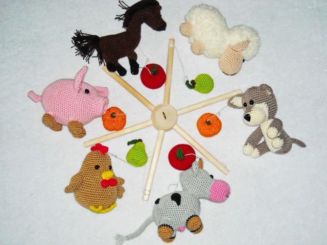 Farm Animals Baby Mobile Crochet Crib Mobile Nursery Decor Farm