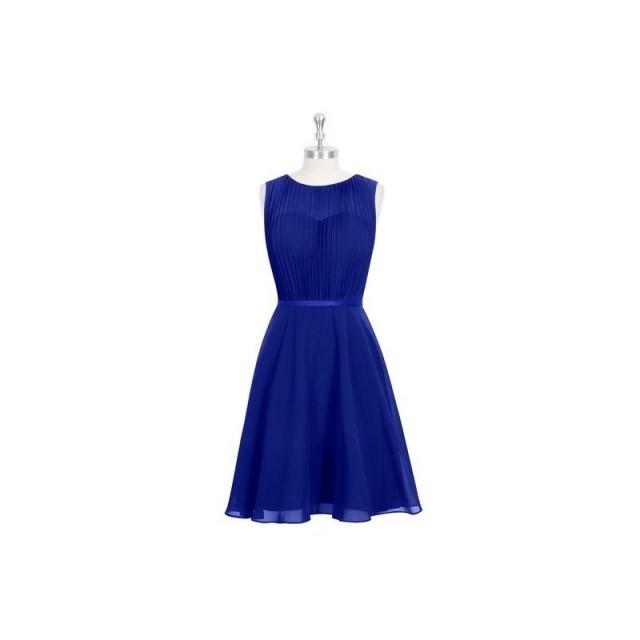 Royal Blue Azazie Mariam Illusion Knee Length Scoop Chiffon And