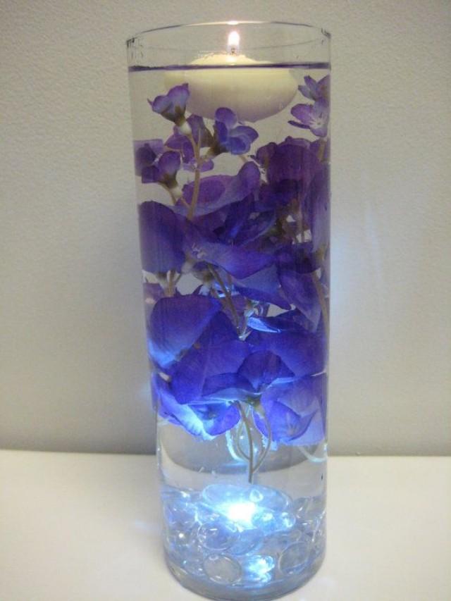 Purple And Blue Flower Floating Candle Wedding Centerpiece Kit With
