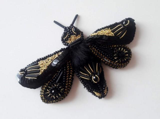 Butterfly Brooch Handmade Beaded Embroidered gift for girlfriend