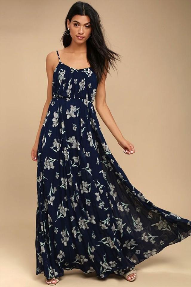 Memorable Night Navy Blue Floral Print 