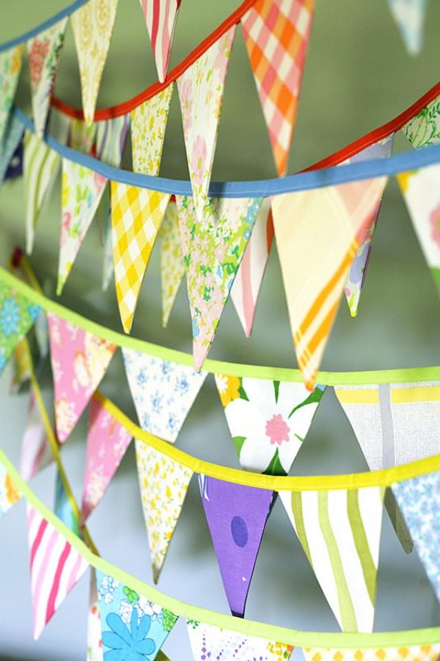 Colorful Bunting Banner Vintage Fabric Flag Garland Baby Shower Decoration Nursery Decor