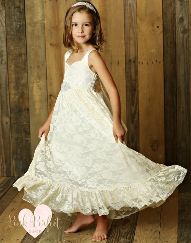 Boho Flower Girl Dress, Flower Girl Dresses, Flower Girl Dress Rustic