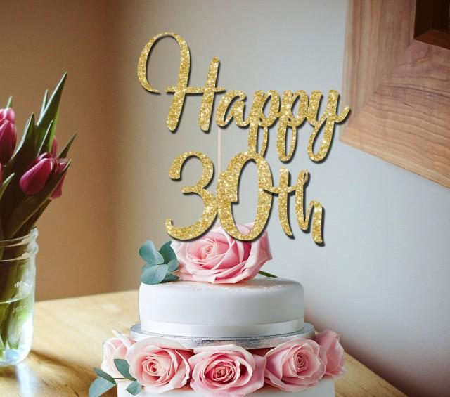 30th Cake Topper Happy 30th Glitter Cake Topper 30th Birthday