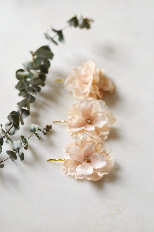 Wedding Flower Hair Pins, Bridal Bobby Pins, Floral Hair Clip Set