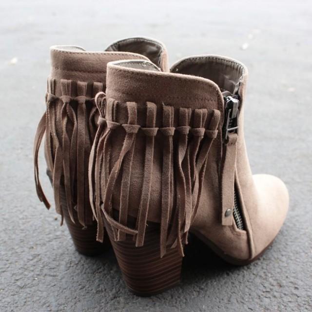 boho fringe ankle booties