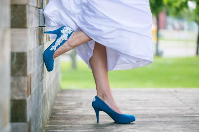 teal wedding shoes low heel