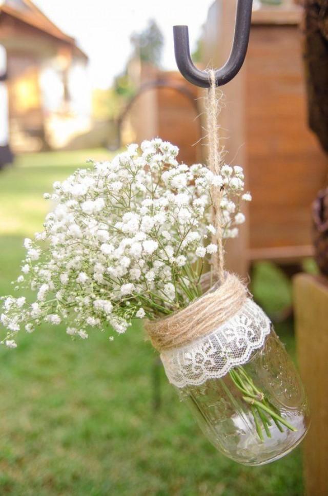 Hanging Mason Jar Vases, Set Of 6, Wedding Aisle Decor, Rustic Wedding Mason Jar 2780707 Weddbook