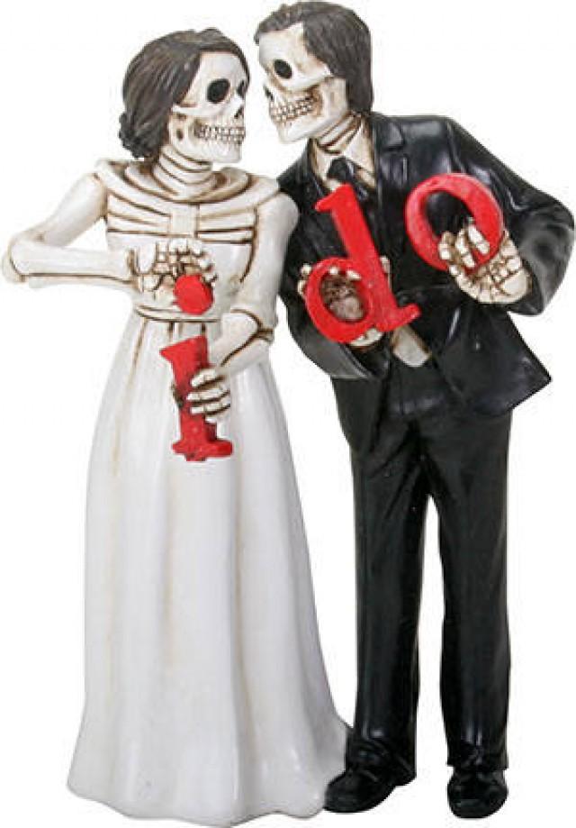 Halloween Wedding Cake Toppers Love Never Dies Bride And Groom I Do Skull Lovers Just Married 