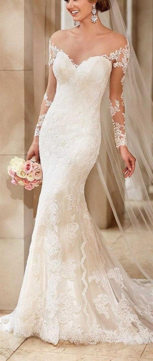 Hot Sale 2017 Custom Lace Mermaid Wedding Dressoff The Shoulder And Appliques Wedding Dress 9849