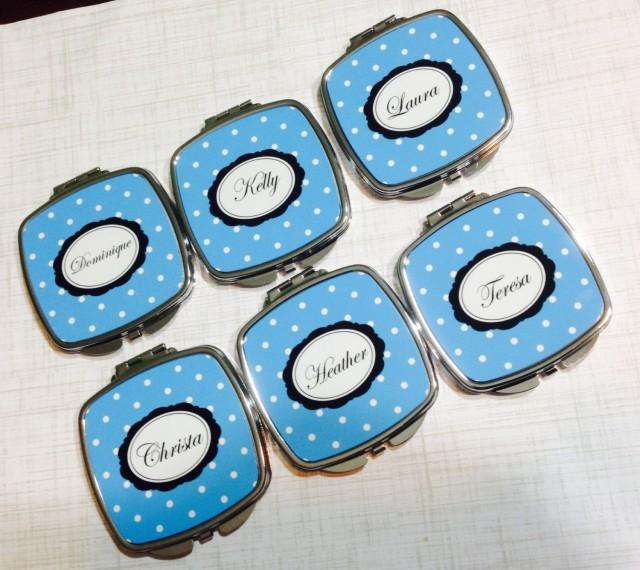 6 Personalized Compact Mirrors Bridal Or Baby Shower Favors
