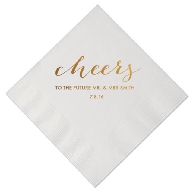 Cheers To The Future Mr And Mrs Personalized Wedding Napkins Bridal