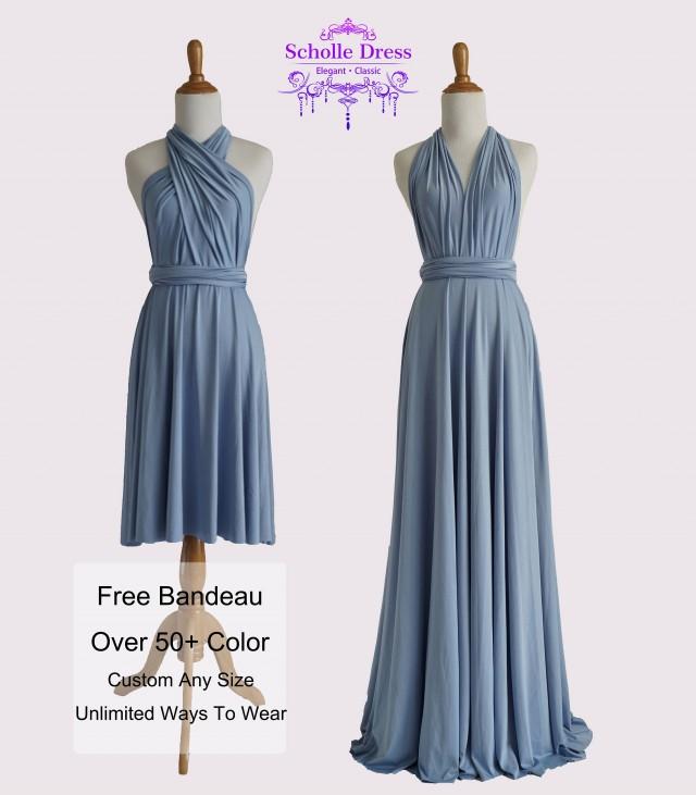 steel blue wrap dress