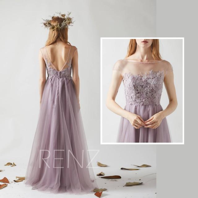 mauve beaded bridesmaid dress