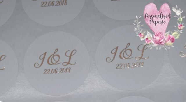 Wedding Favor Sticker Custom Wedding Sticker Rose Gold Wedding Sticker Wreath Wedding Sticker Gold Foil Wedding Sticker W015