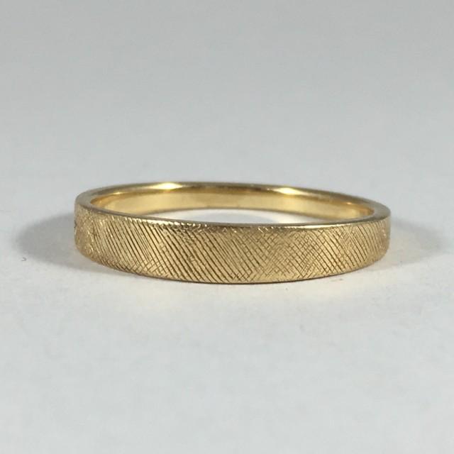 Vintage Gold Wedding Band. Satin Finish On 14K Solid Yellow Gold