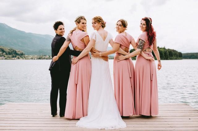 powder pink bridesmaid dresses