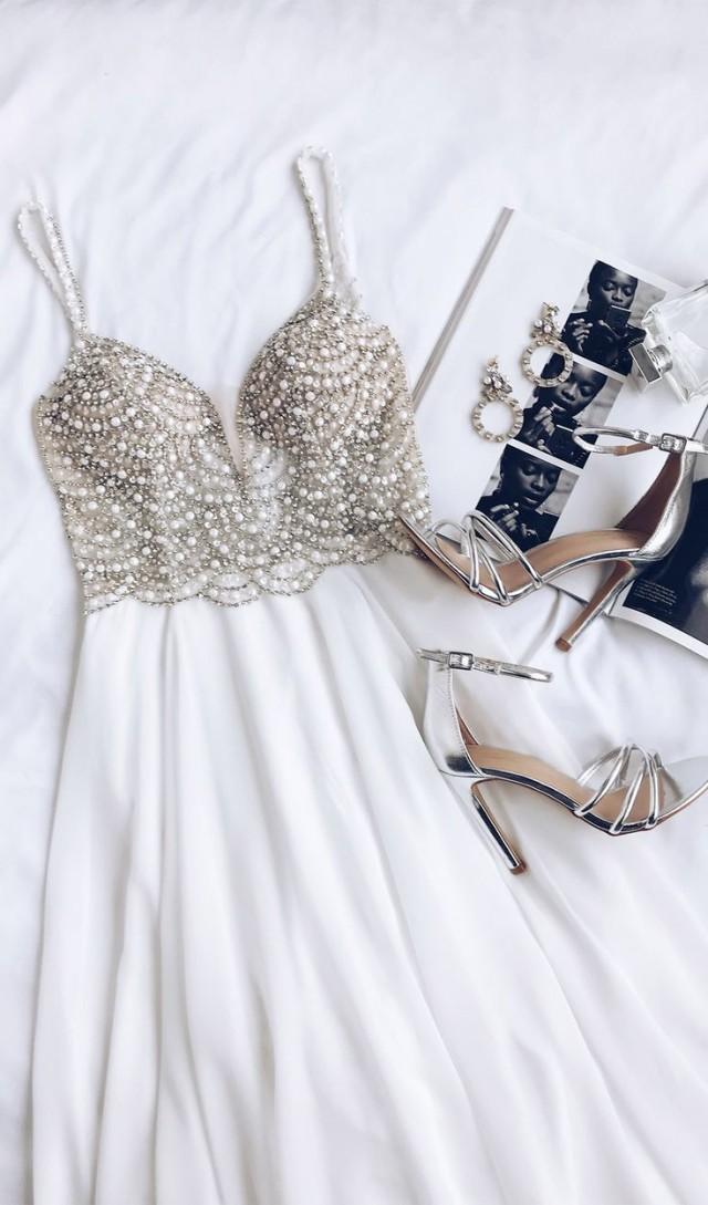 true love white beaded rhinestone maxi dress