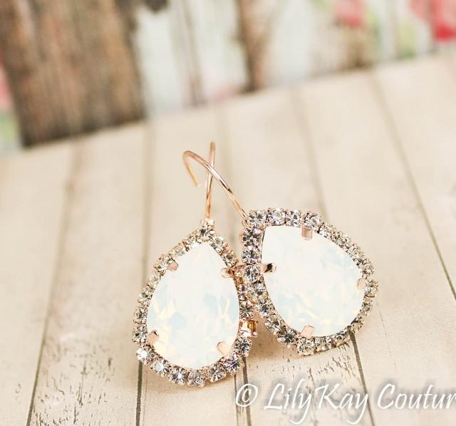 Opal Earrings Rose Gold Earring Blush Earrings Opal Bridesmaid Jewelry