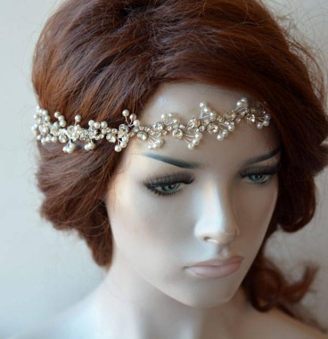 Bridal Headband Pearl Rhinestone And Pearl Headband Pearl Headpiece Pearl Bridal Headbands 8631