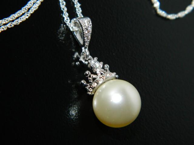 Pearl Crown Bridal Necklace, Swarovski 