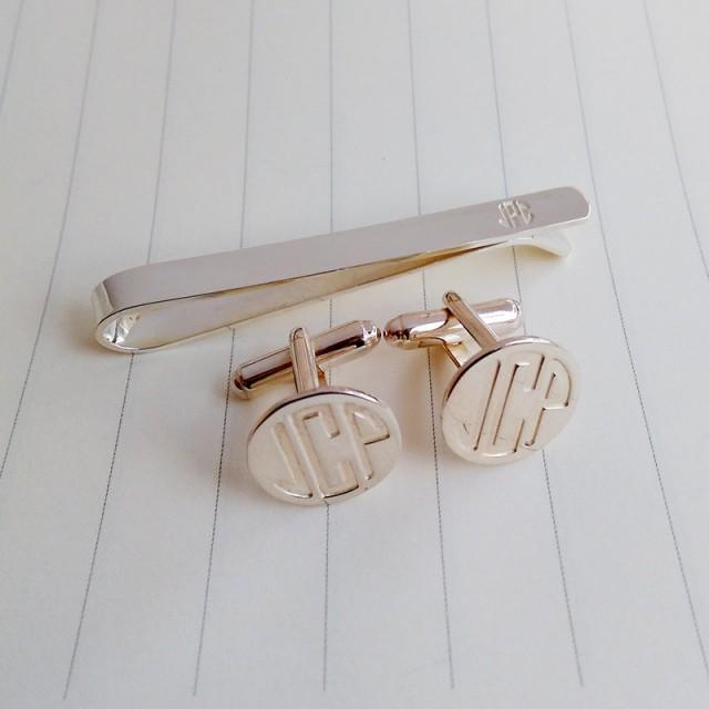 Monogram Cufflinks And Tie Clip,Mix And Match Tie Clip And Cufflinks