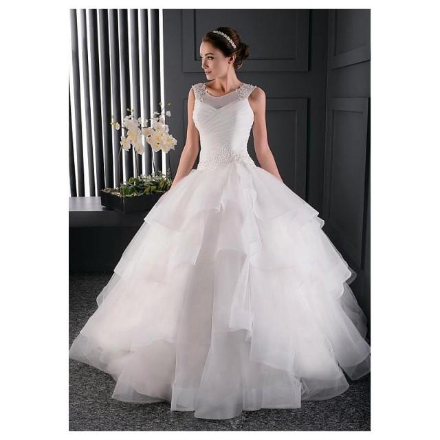 Gorgeous Organza Jewel Neckline Ball Gown Wedding Dress With Beaded