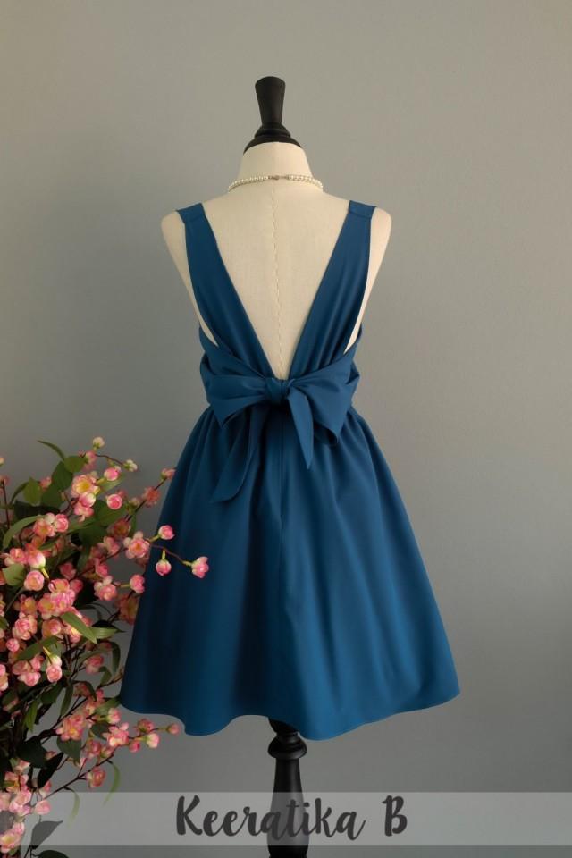 midnight blue backless dress