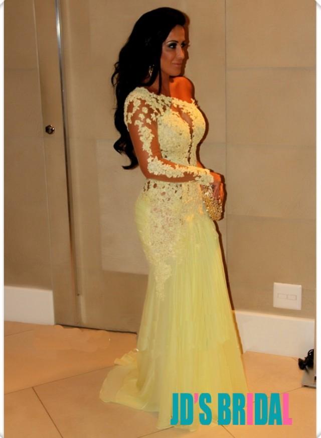 JOL178 Yellow Sexy Sheer Open Back Lace 