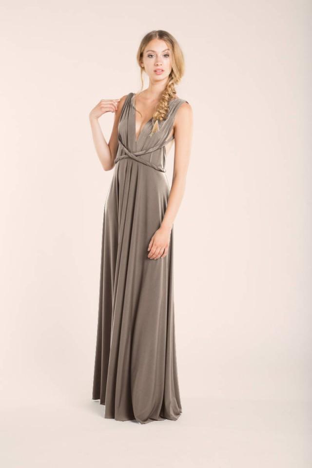Taupe Bridesmaid Dress, Taupe Long Dress, Pale Brown Infinity Dress