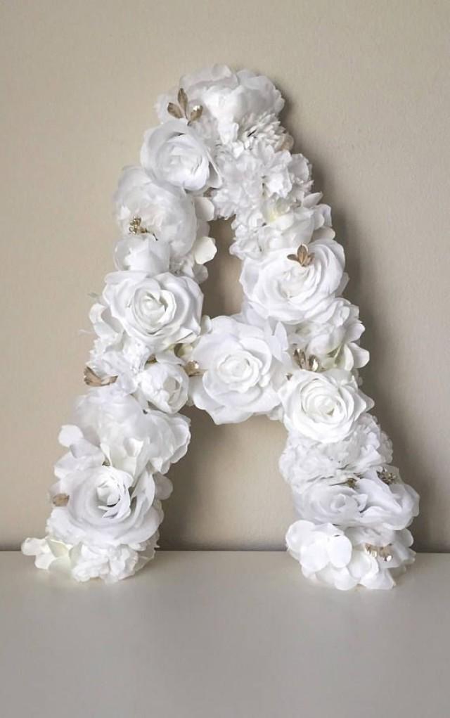 White Floral Letter White Flower Decor White Wedding Flower